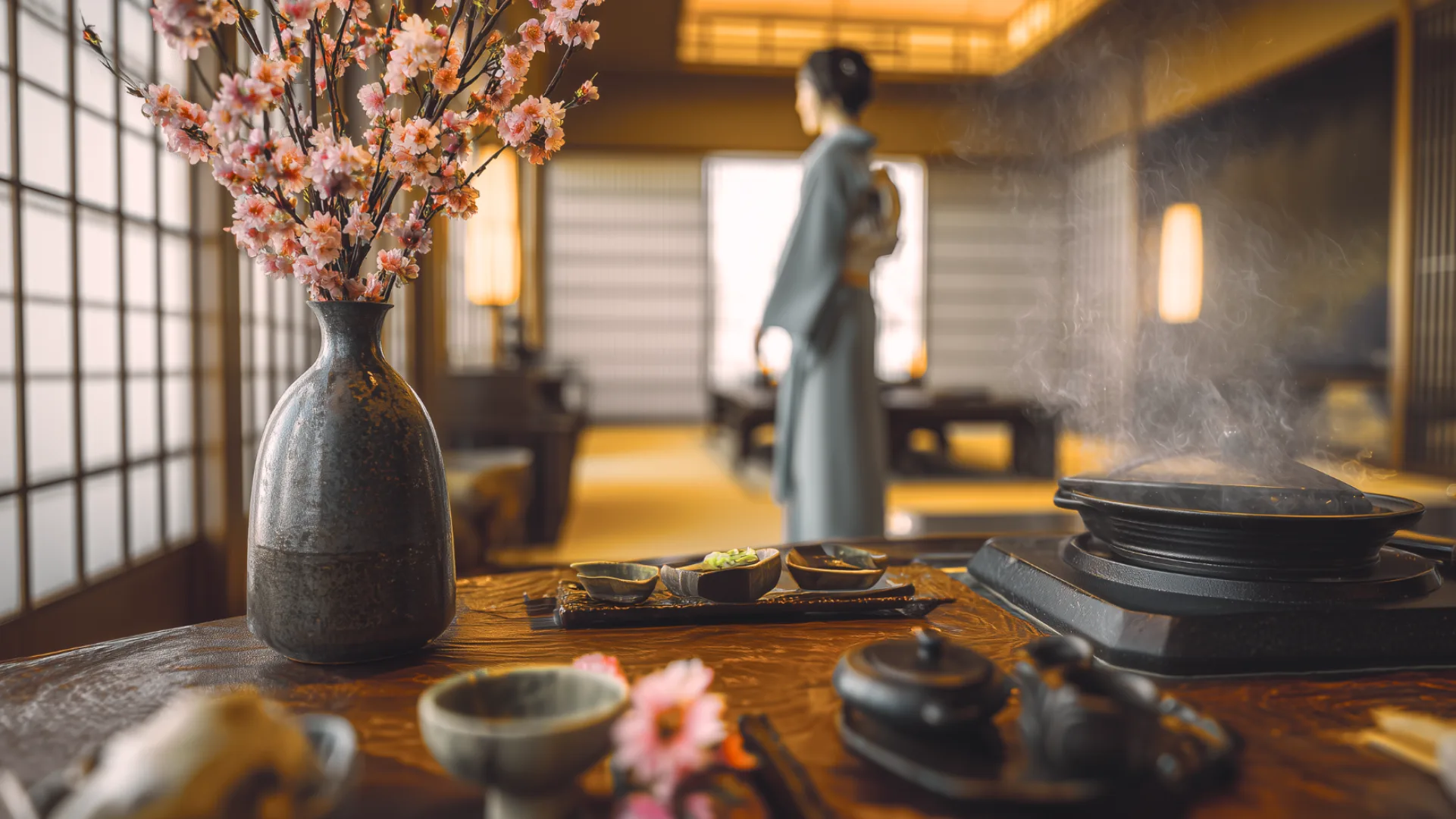 Maestro bonsái cuidando una planta milenaria